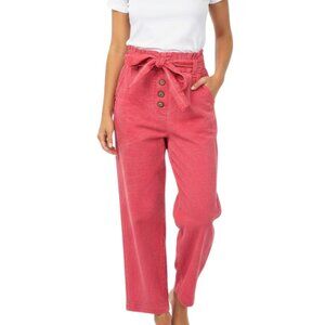 Taxi Red Pink High Waisted Paperbag Cargo Pants - Button Fly XL